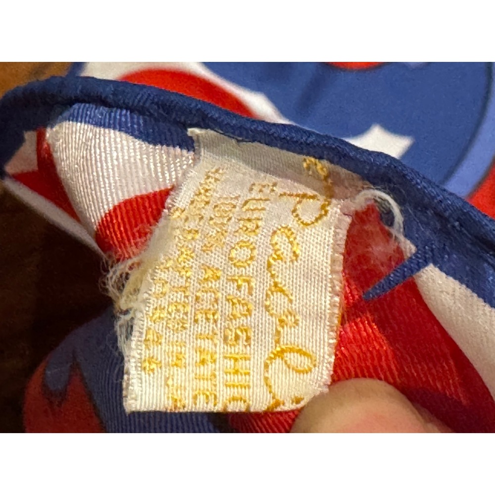 Paoli Scarf Womens OS Red Blue White Good Vintage Mod Acetate Square 26x26.5 - Picture 4 of 5